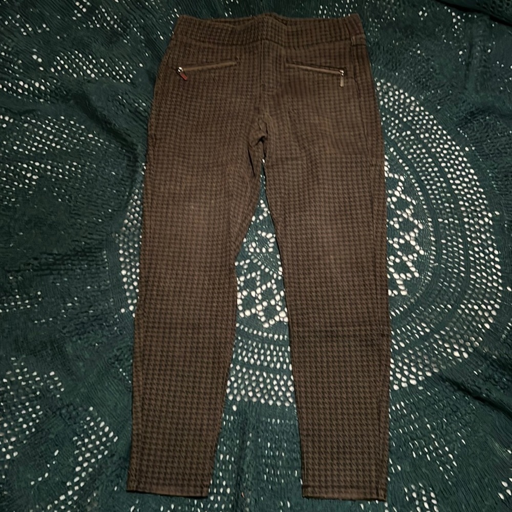 Houndstooth checked stretchy work pants